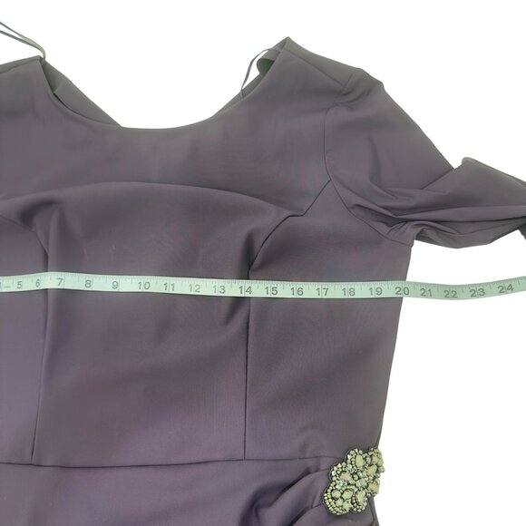 Alex Evenings Womens 14 Bell Sleeve Asymmetrical Sheath Dress With Embellishment - Picture 9 of 11